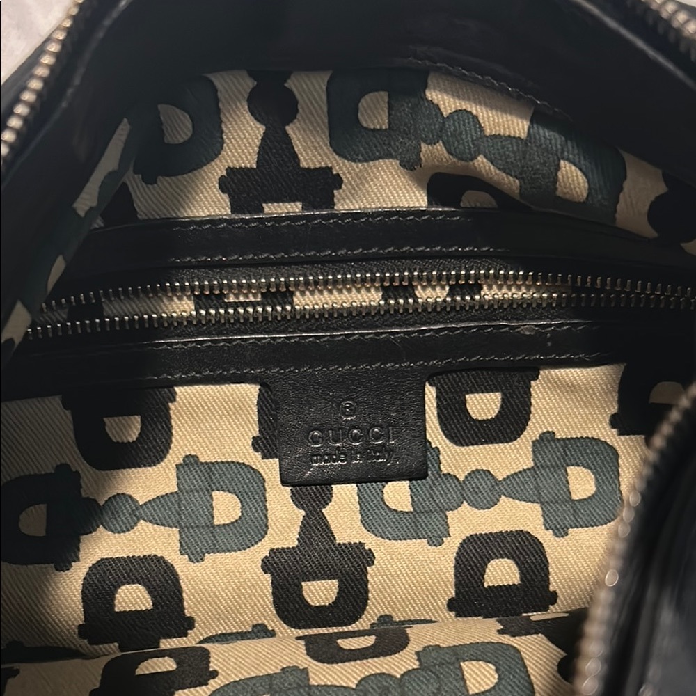 Gucci Horsebit Creole Hasler Guccissima Hobo Gold Black - Picture 9 of 15